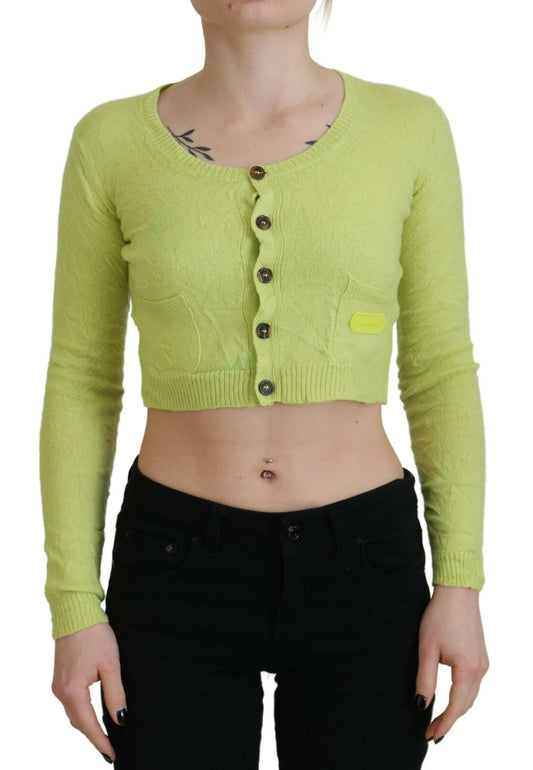 Yellow cropped sweater with buttons on front