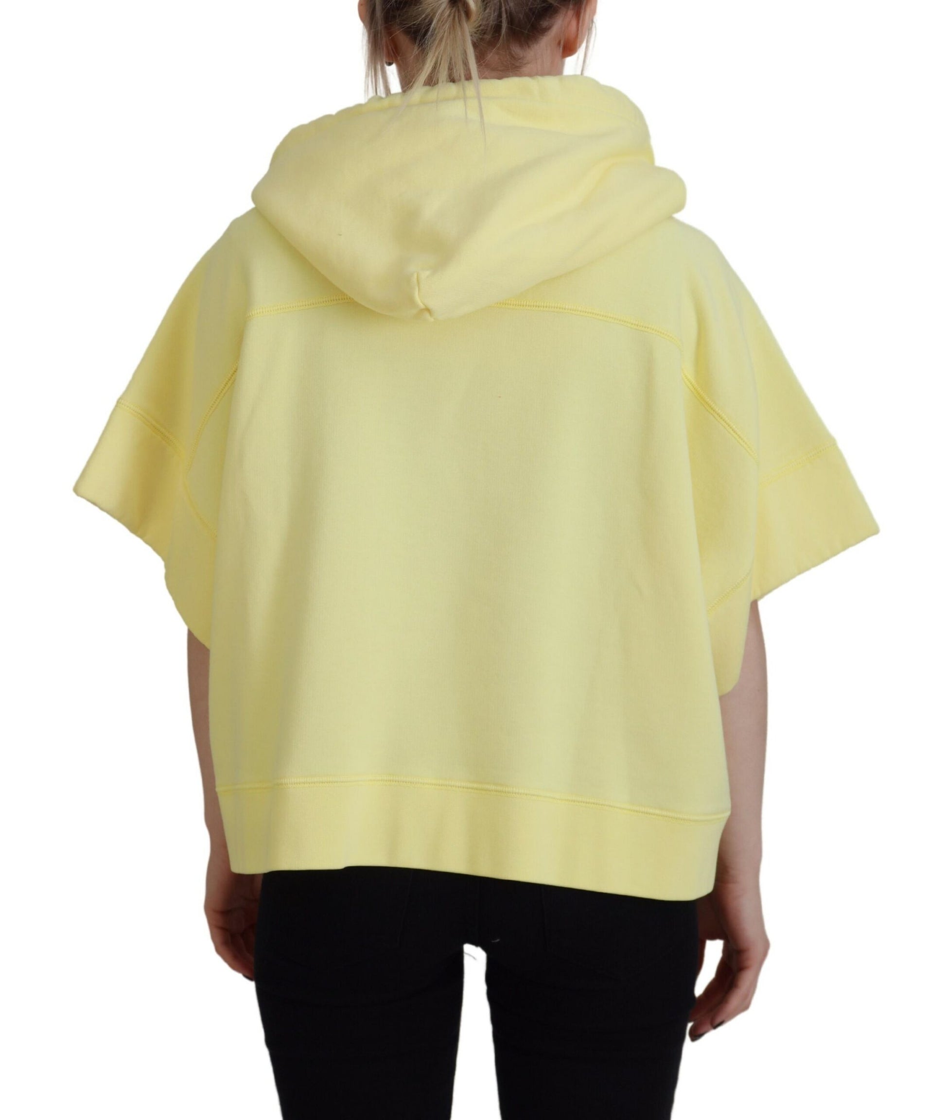 Yellow hooded sweatshirt with a hood