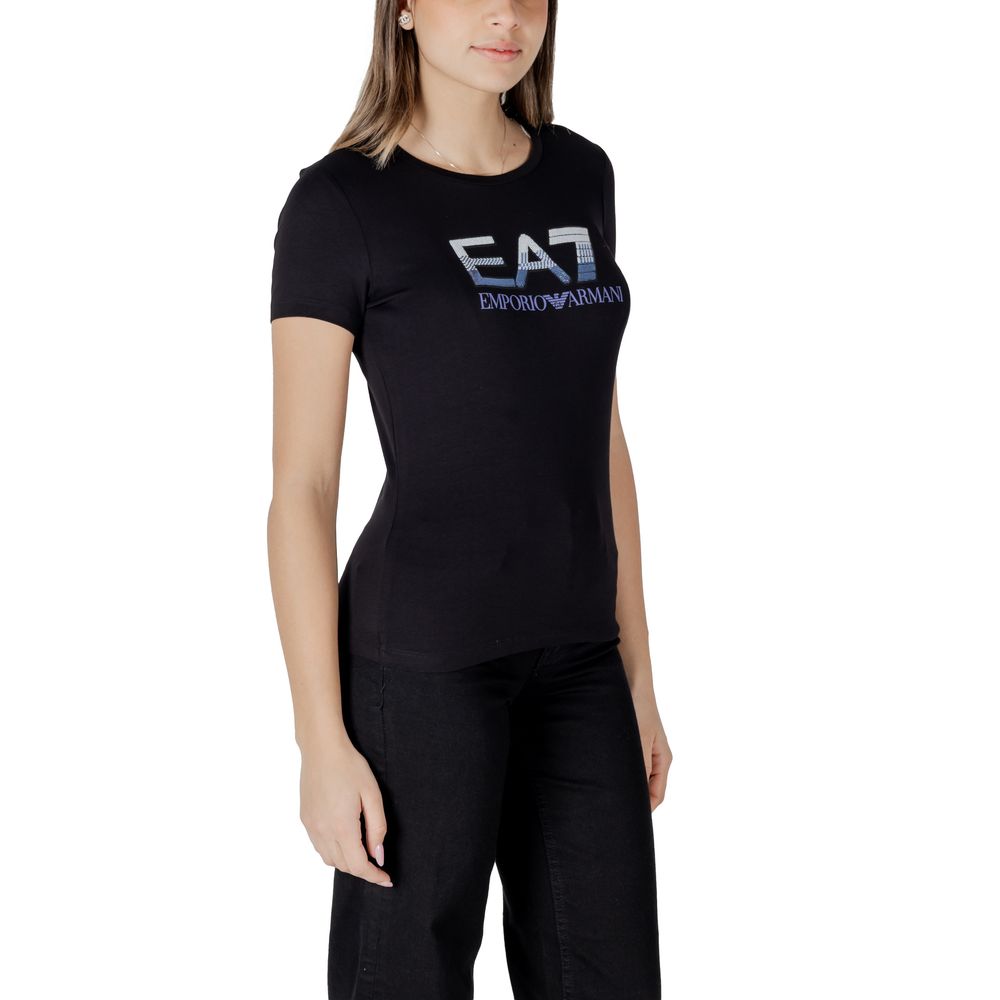 Black cotton t-shirt with logo on front