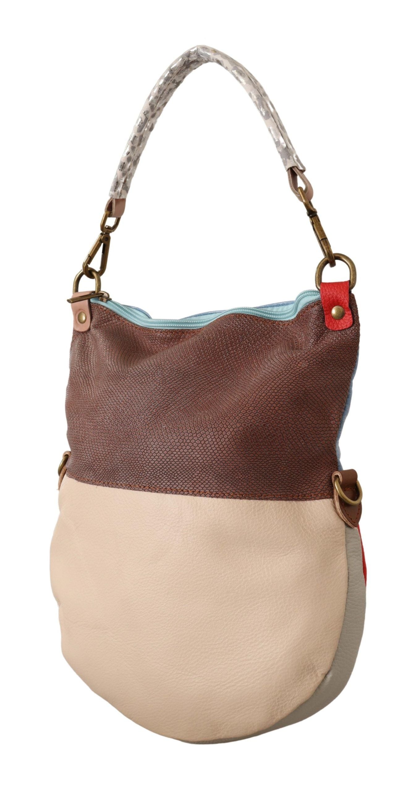 Brown leather purse with tan trim