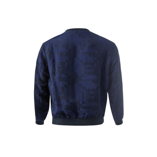 Blue jacket with pixelated design on back