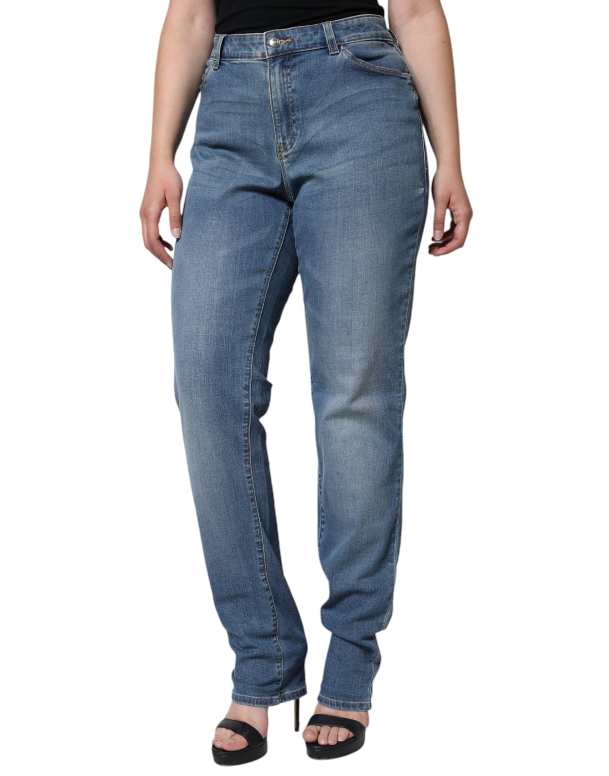 Pair of blue denim jeans on a mannequin
