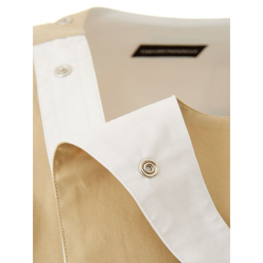 Tan shirt with white collar and buttons