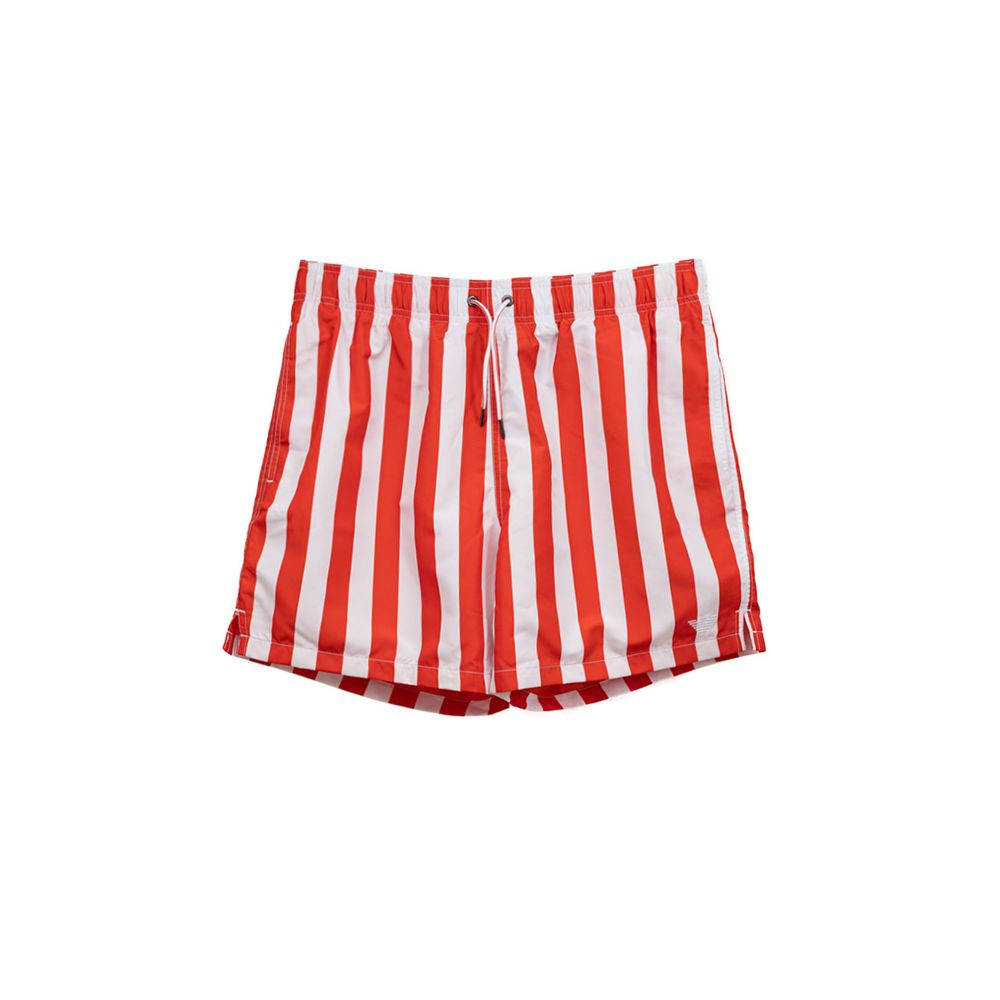Red and white striped swim trunks
