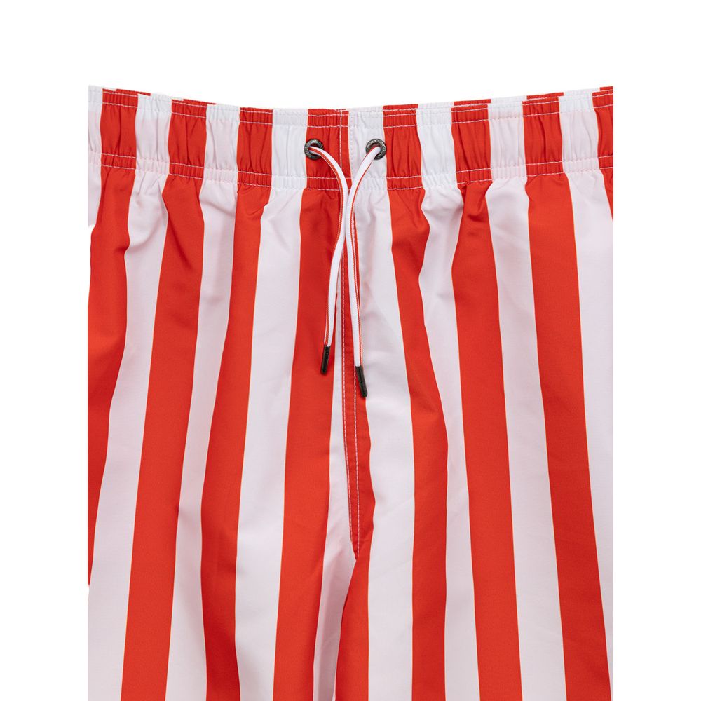 Red and white striped swim trunks