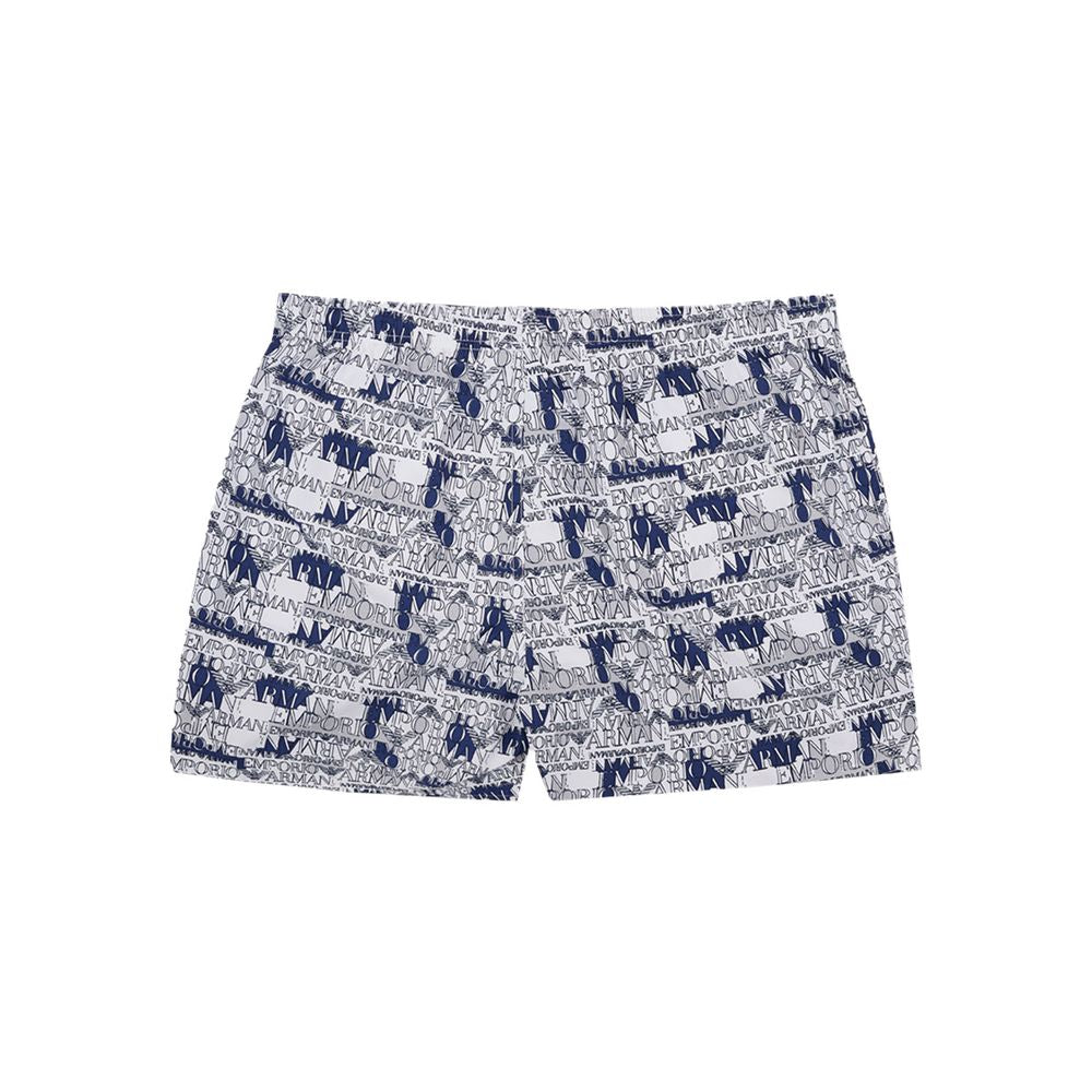 Blue shorts with white pattern