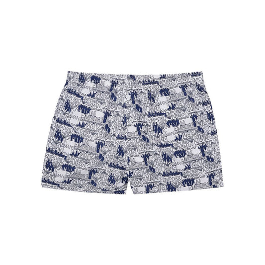 Blue shorts with white pattern