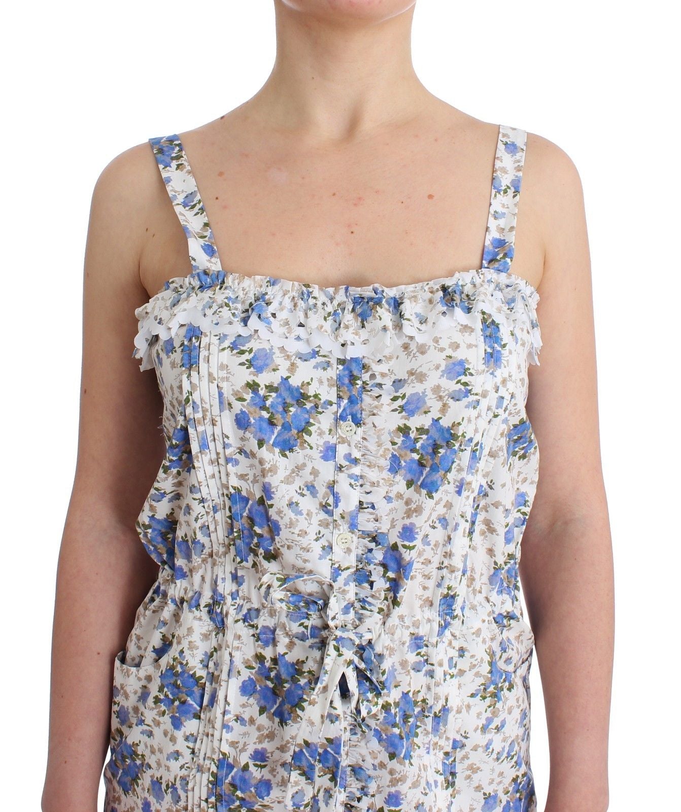 Blue floral print tank top