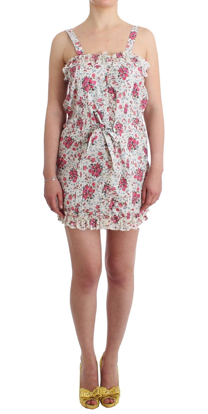 Woman wearing floral print dress