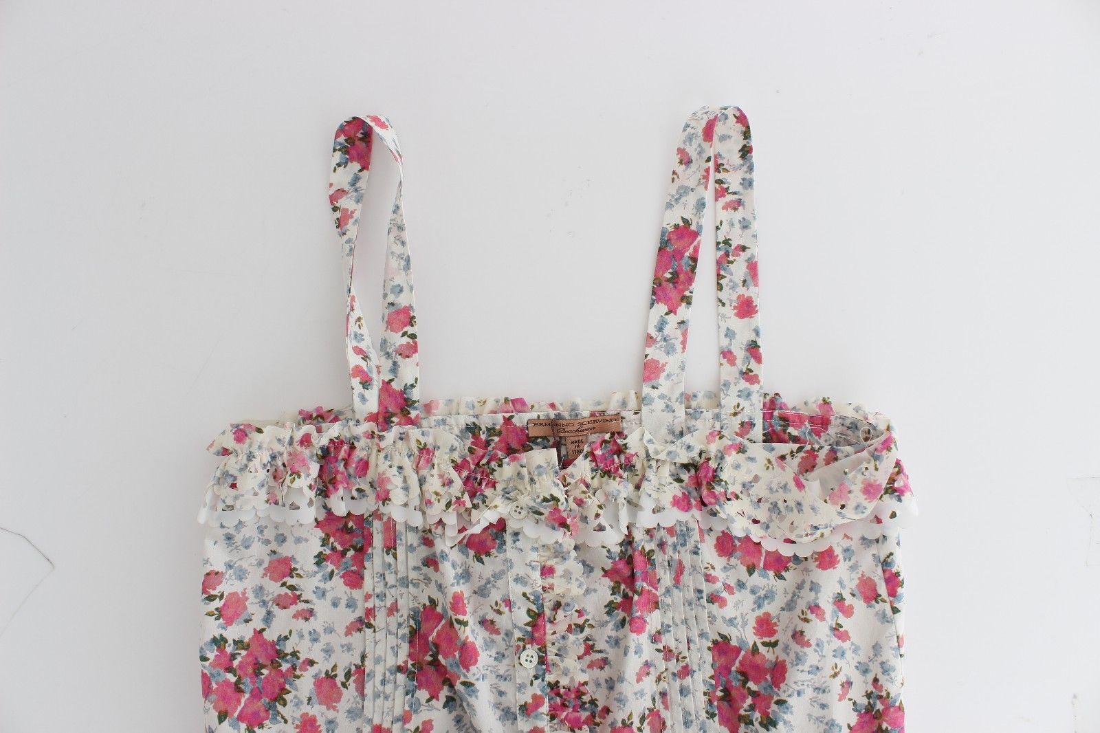 Floral print handbag with long straps