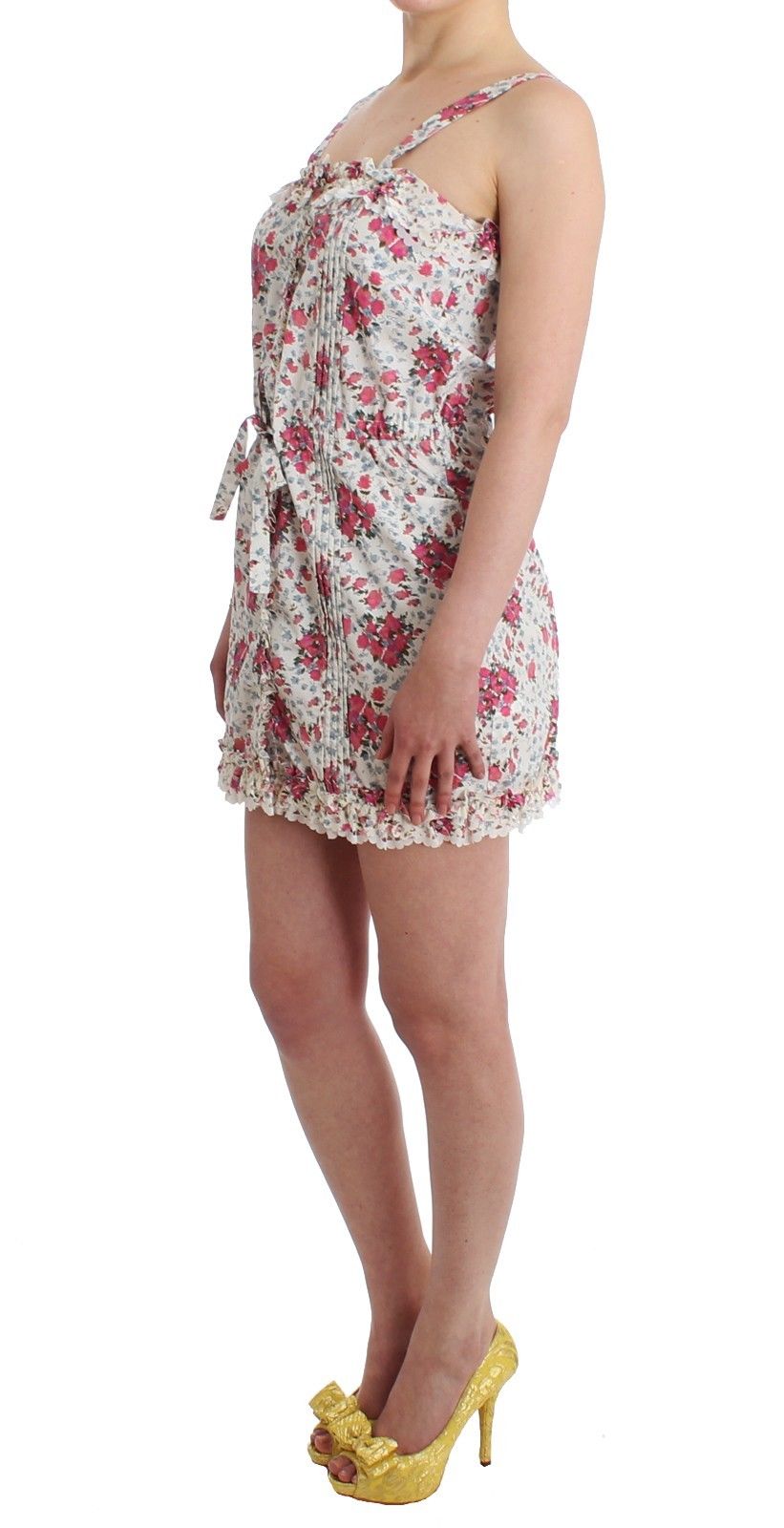 Woman wearing floral print dress