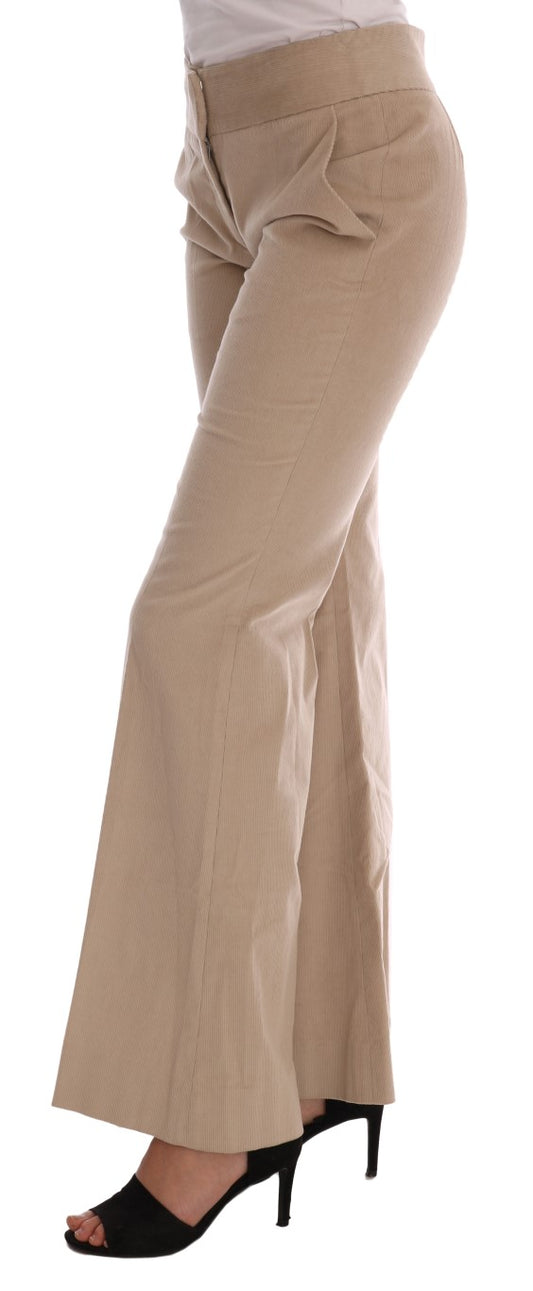 Tan flared pants with slit on side