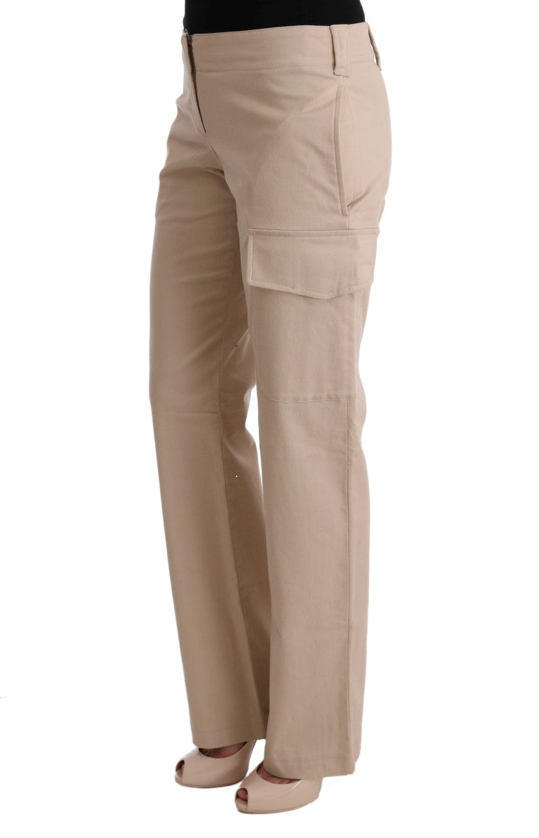 Khaki cargo pants with pockets on sides