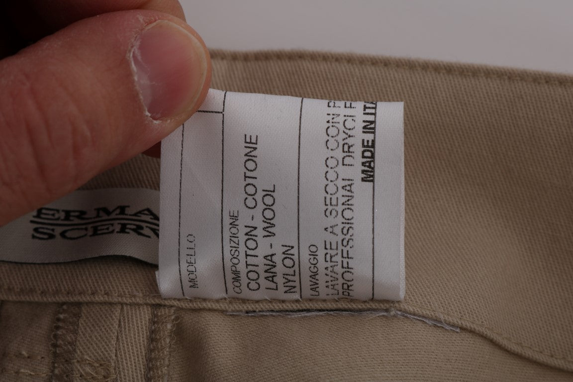 Man holding tag on pants
