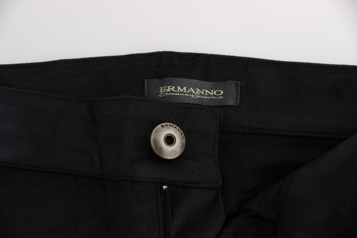 Black pants with a button on the waistband