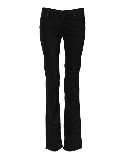 Pair of black jeans with flared legs