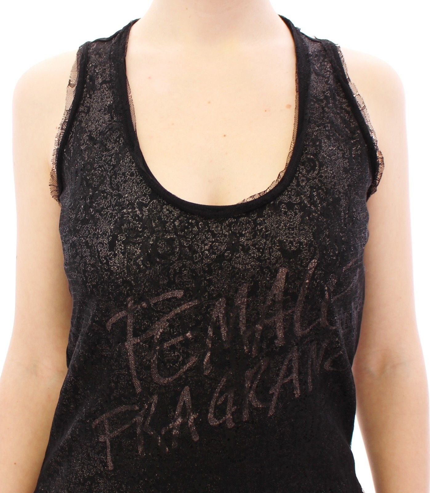 Black tank top with glittery texture