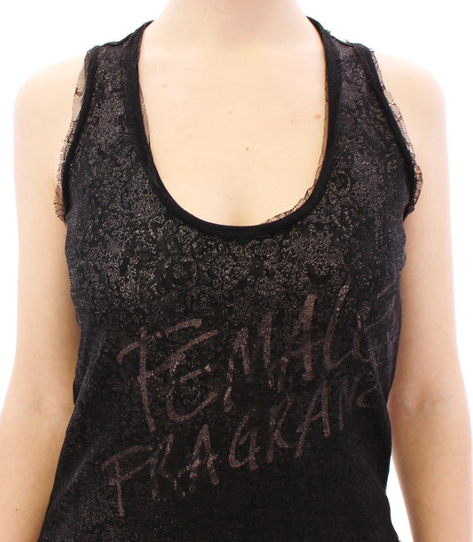 Black tank top with glittery texture