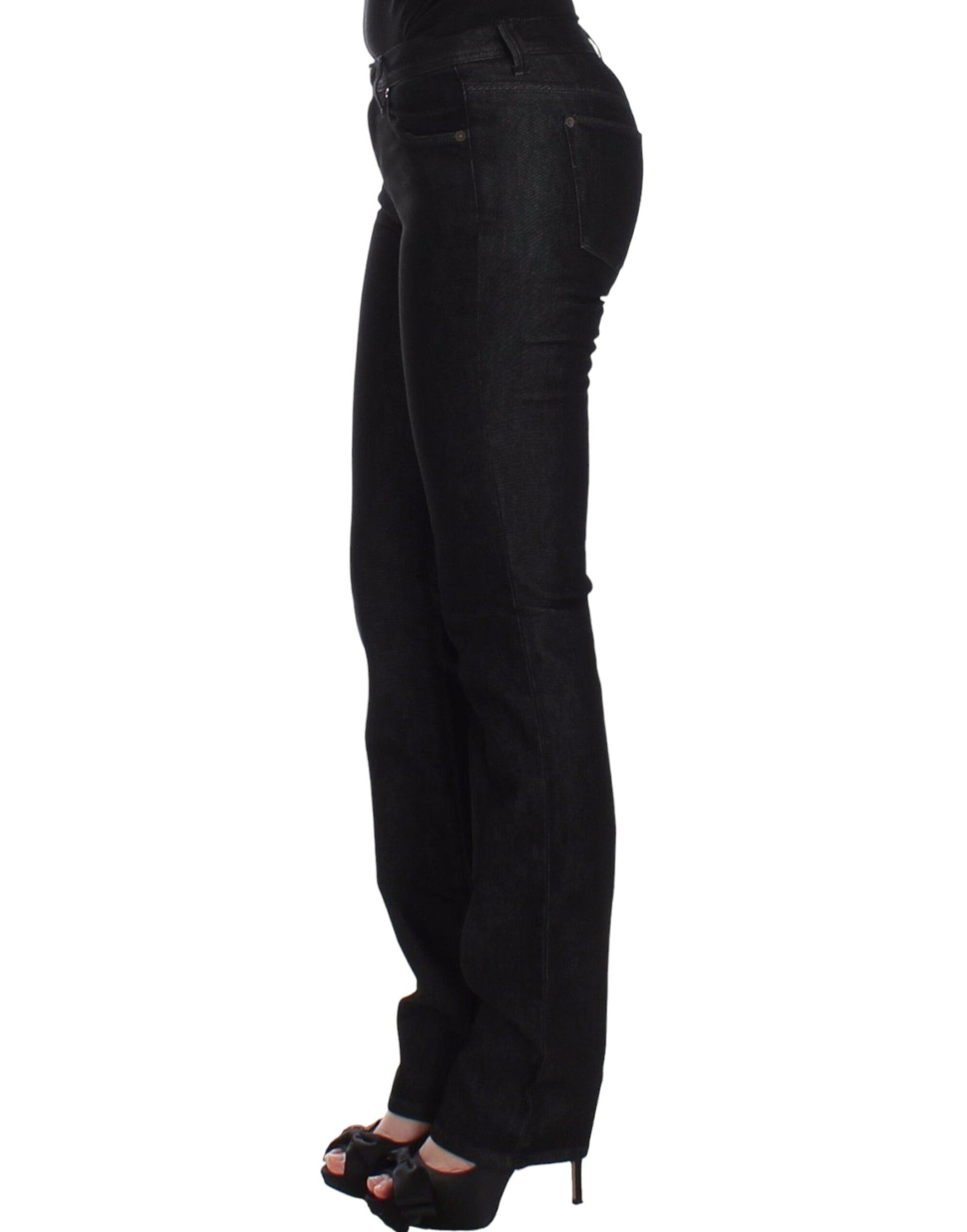 Woman wearing high heels and tight jeans