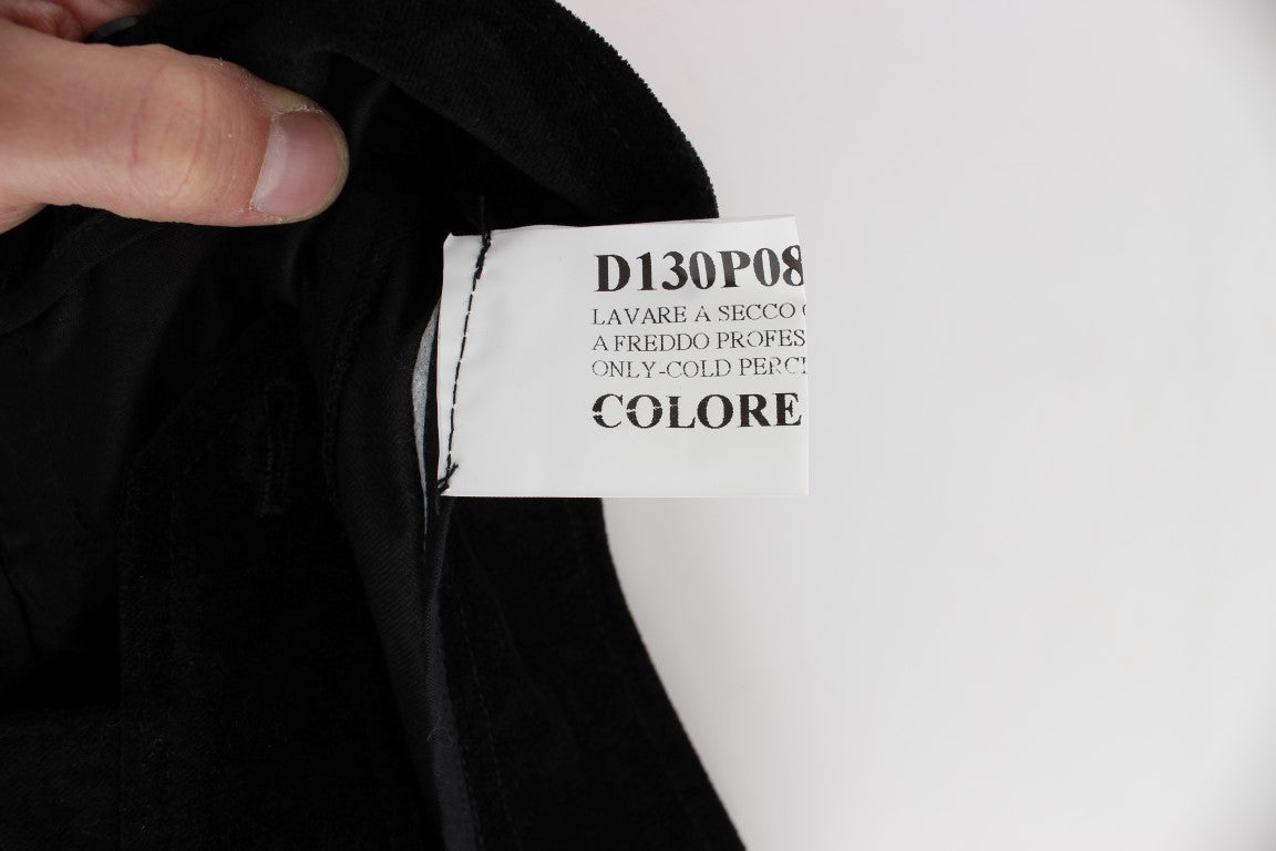 Black jacket with white label on sleeve