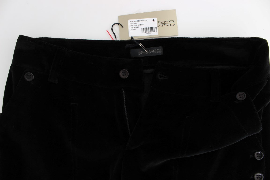 Black velvet pants with buttons