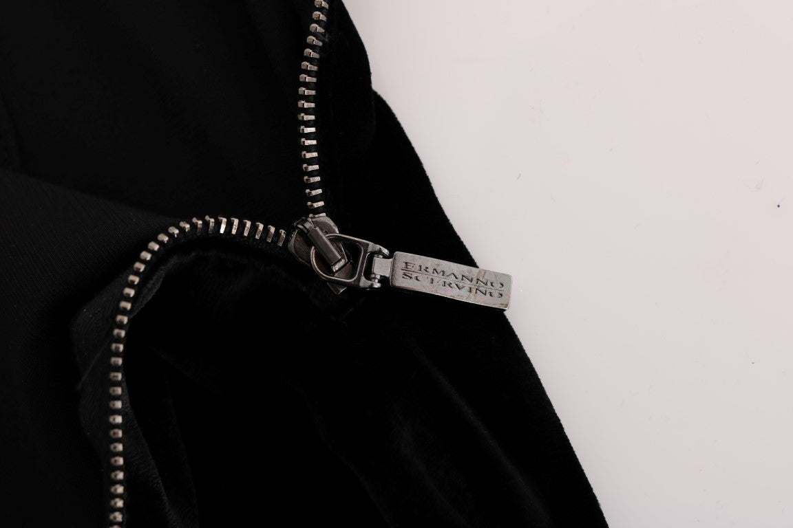 Zipper pull on black fabric