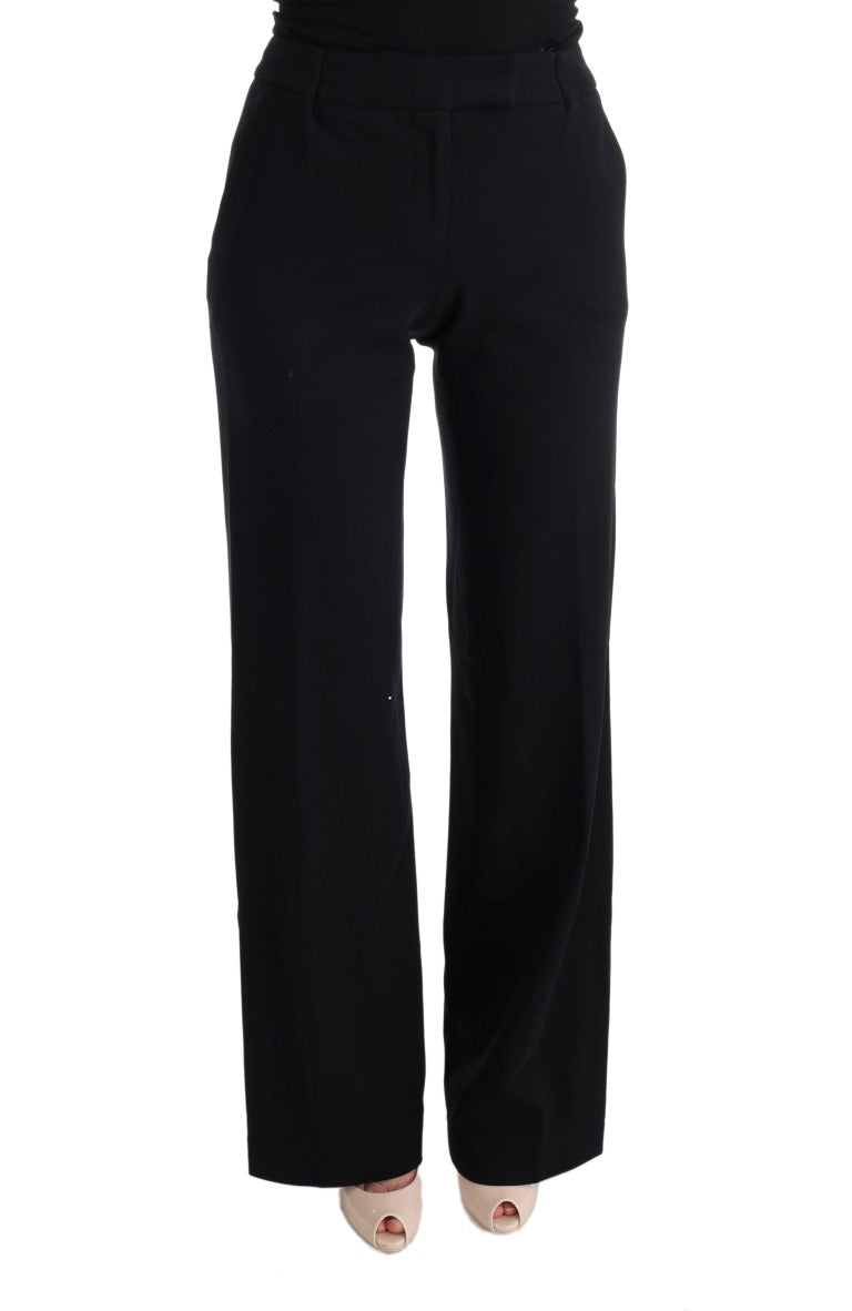 Black pants with a high waist and wide legs