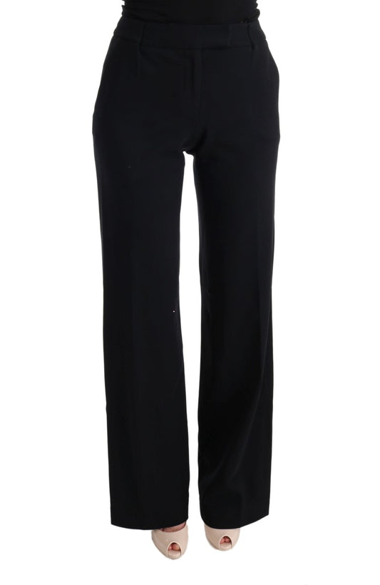 Black pants with a high waist and wide legs