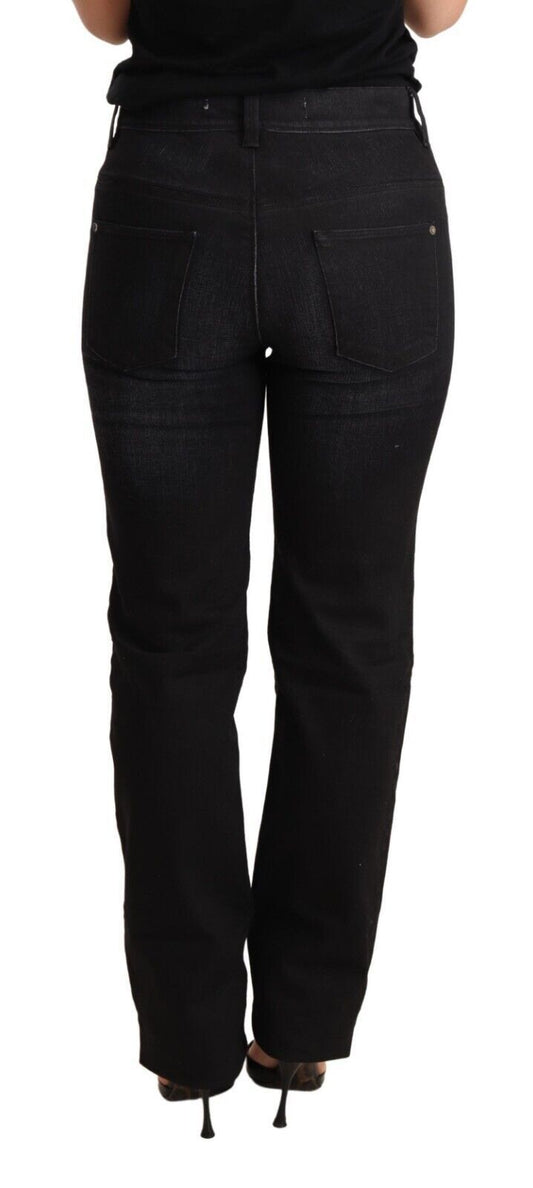 Pair of black pants with faded design on legs