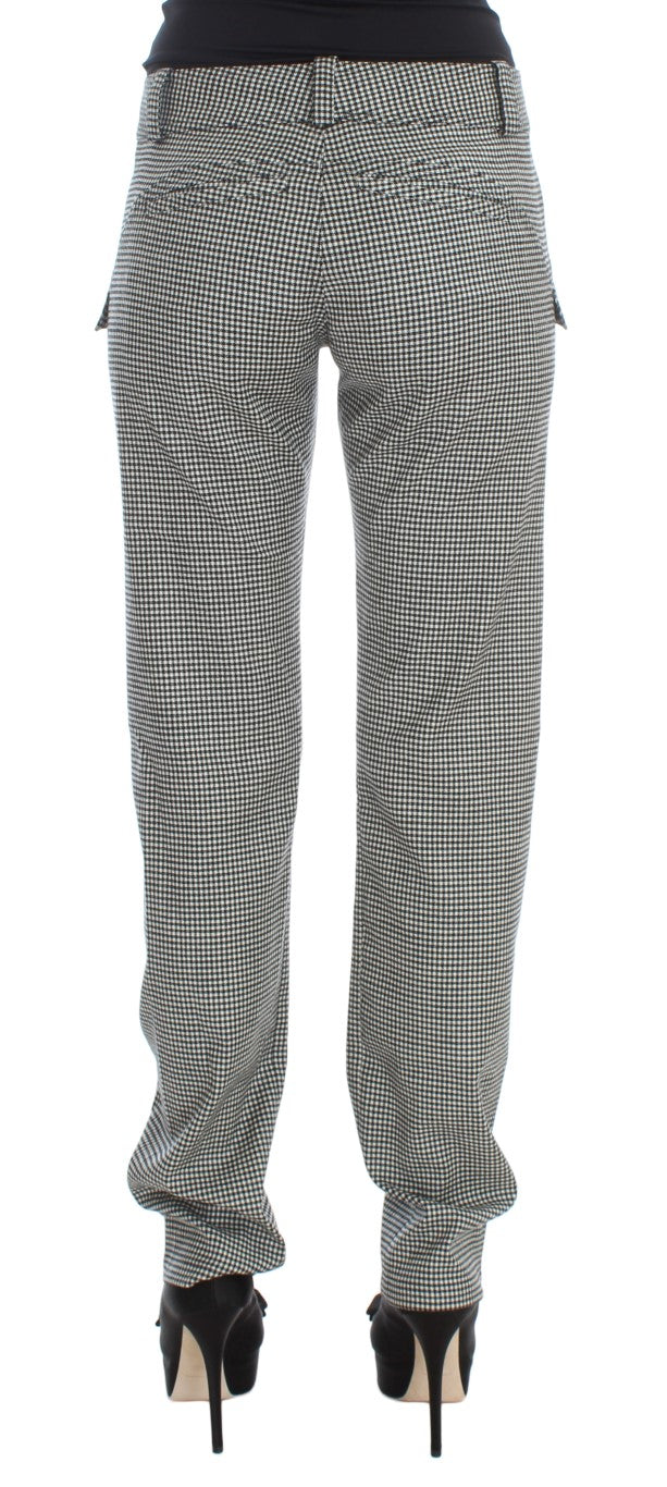Pair of high waisted trousers with a checkered pattern