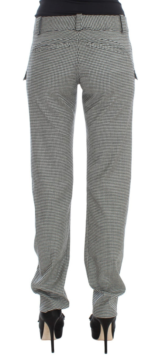 Pair of high waisted trousers with a checkered pattern