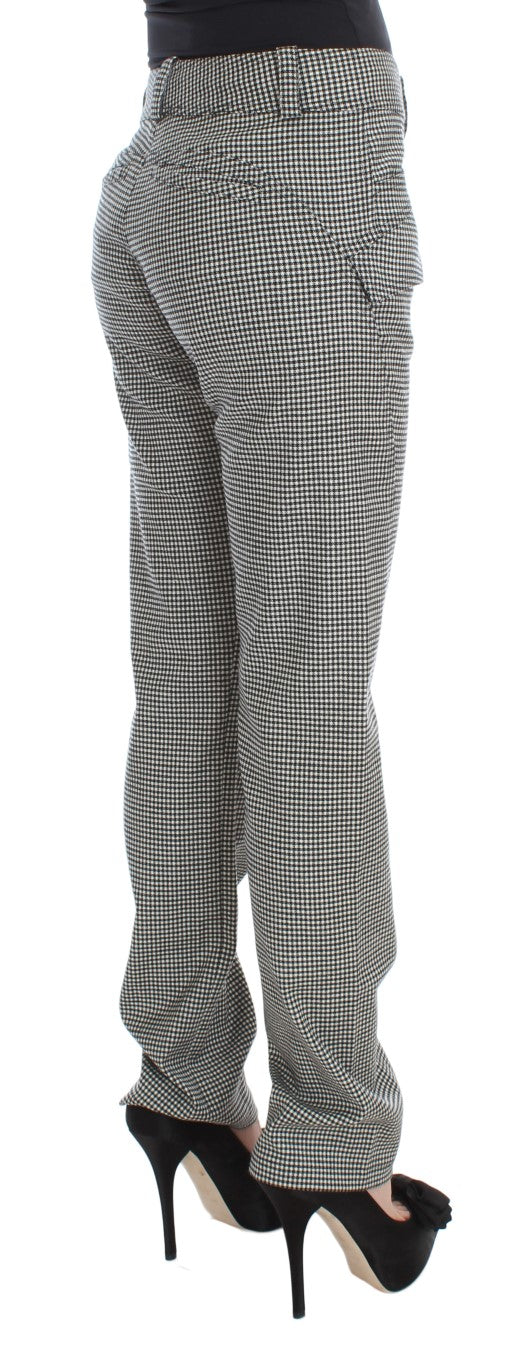 Pair of high waisted trousers with a checkered pattern
