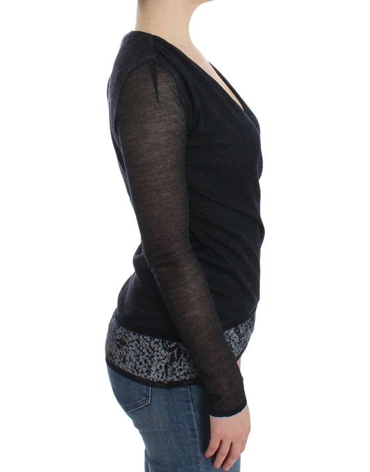 Black long sleeve top with mesh detailing