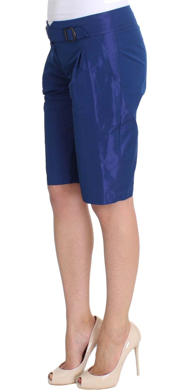 Blue shorts on a model