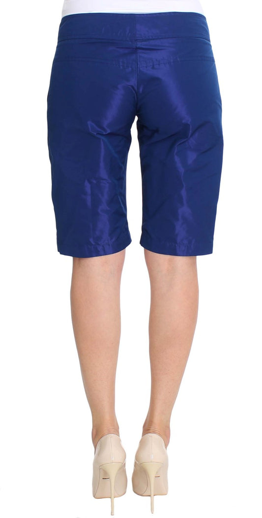 Blue velvet shorts on a mannequin