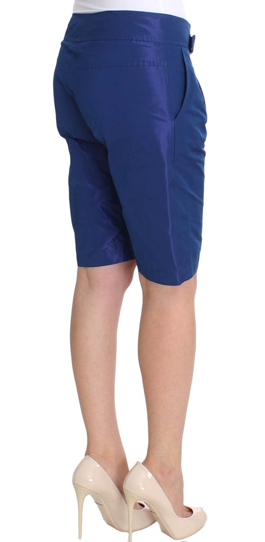 Pair of blue cargo shorts on a mannequin