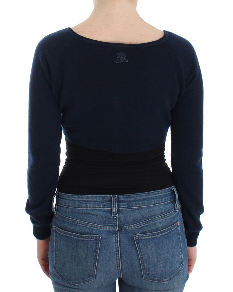 Woman wearing blue sweater and jeans