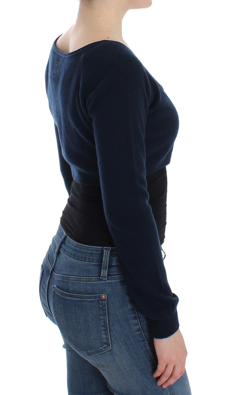 Woman wearing blue sweater and jeans
