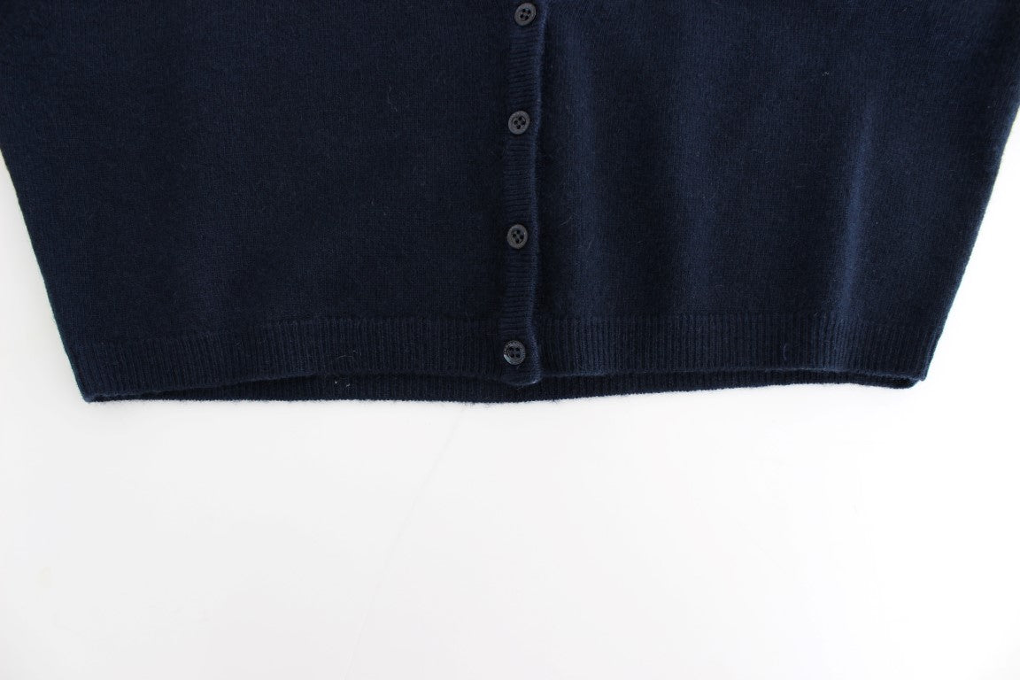 Blue sweater vest with buttons