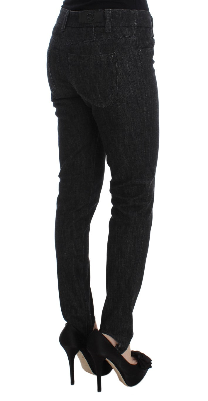 Pair of black pants with a glittery texture