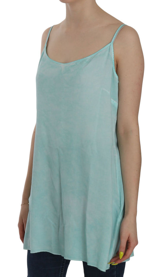 Light blue tank top on woman
