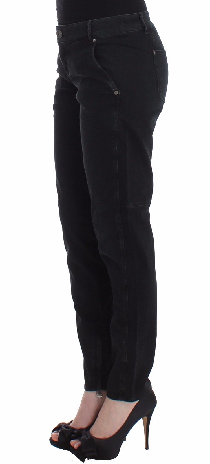 Woman wearing black pants and high heels