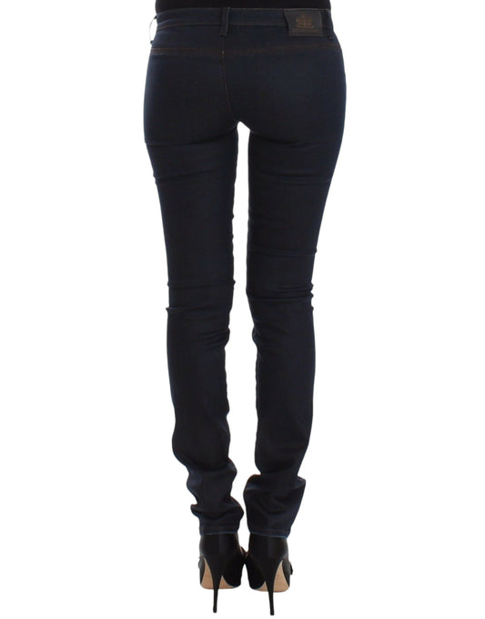 Pair of black skinny jeans with high waist and zipper detailing