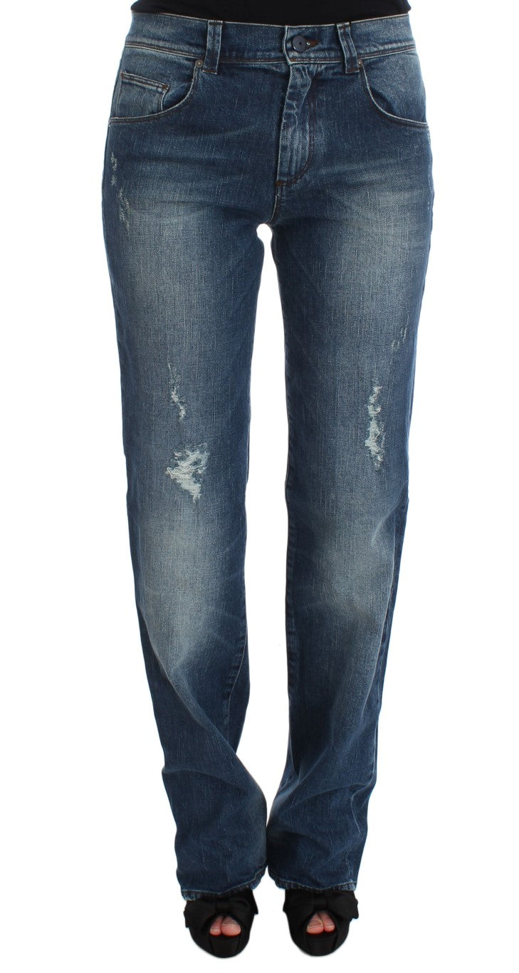 Pair of blue denim jeans on a mannequin