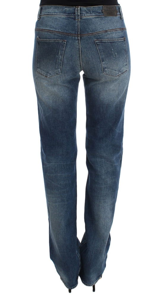 Pair of blue jeans on a hanger