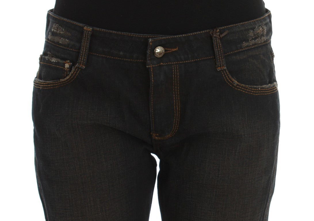 Pair of dark wash denim jeans