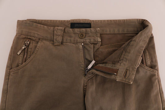 Pair of brown cargo pants with zippered pockets
