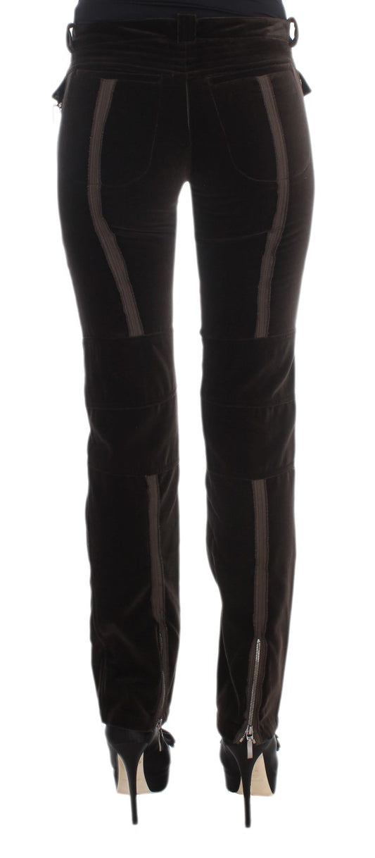 Pair of black pants with zigzag stitching on legs
