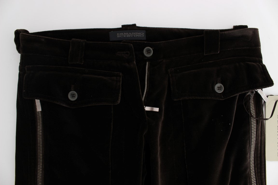 Pair of black velvet pants with zippered pockets