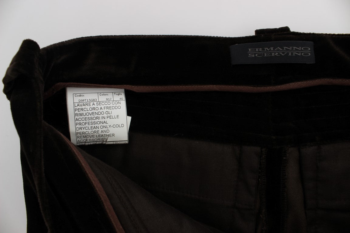 Brown pants with tag on waistband